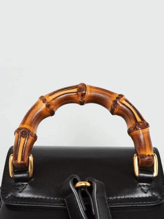 Gucci Black Smooth Leather Bamboo Handle Small Backpack Bag main image 6